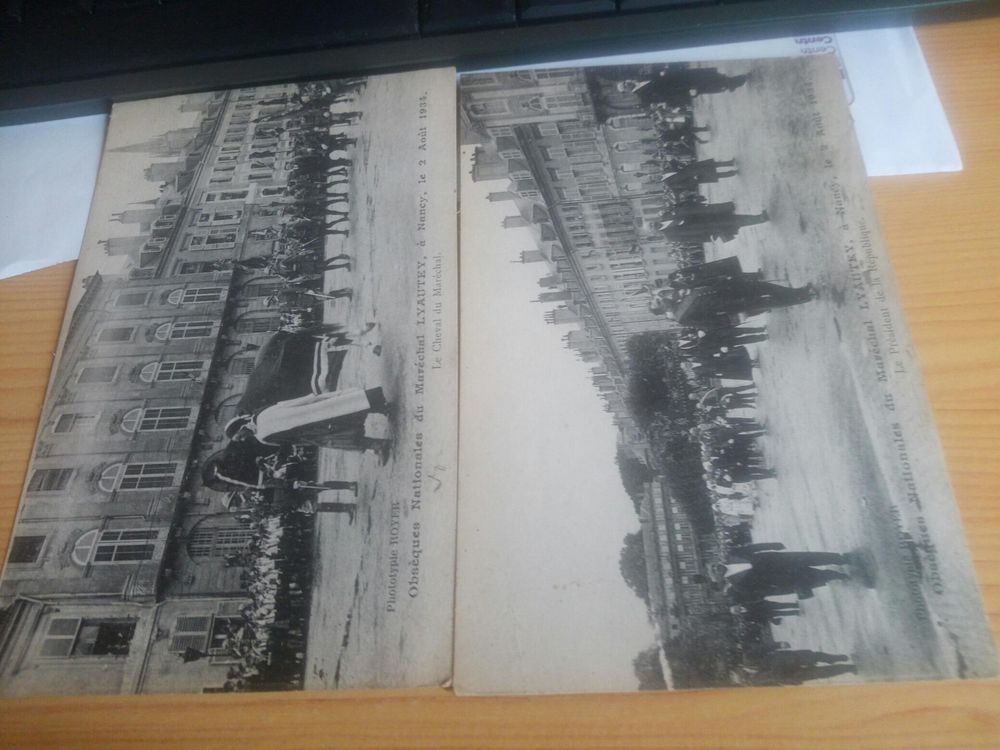 LOT DEUX CARTES POSTALES ROYER OBSEQUES MAL LYAUTEY 