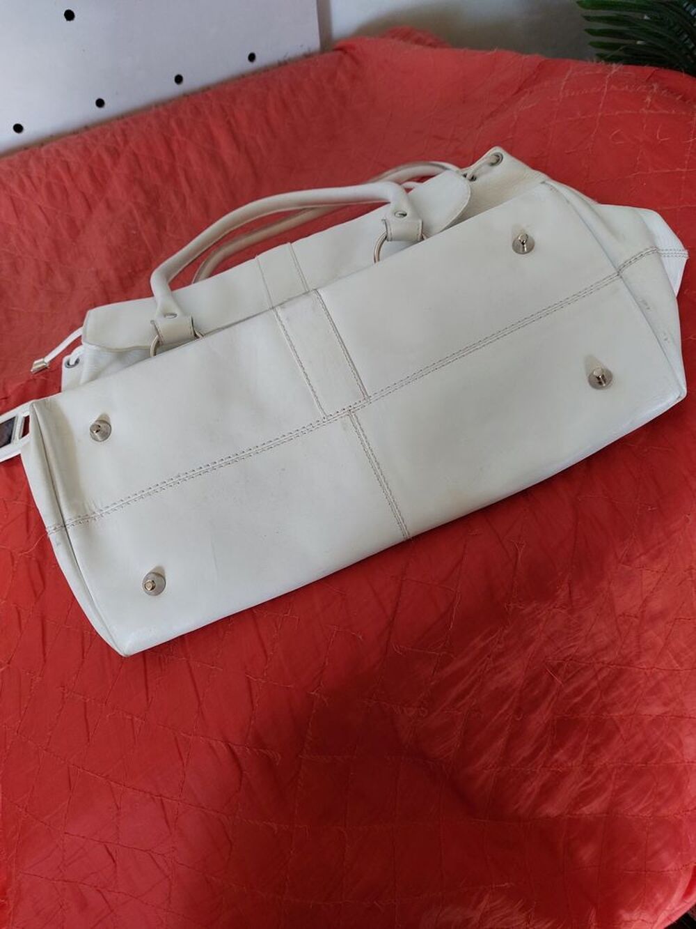 Grand sac &agrave; main en cuir blanc Laura Cl&eacute;ment/La Redoute Maroquinerie
