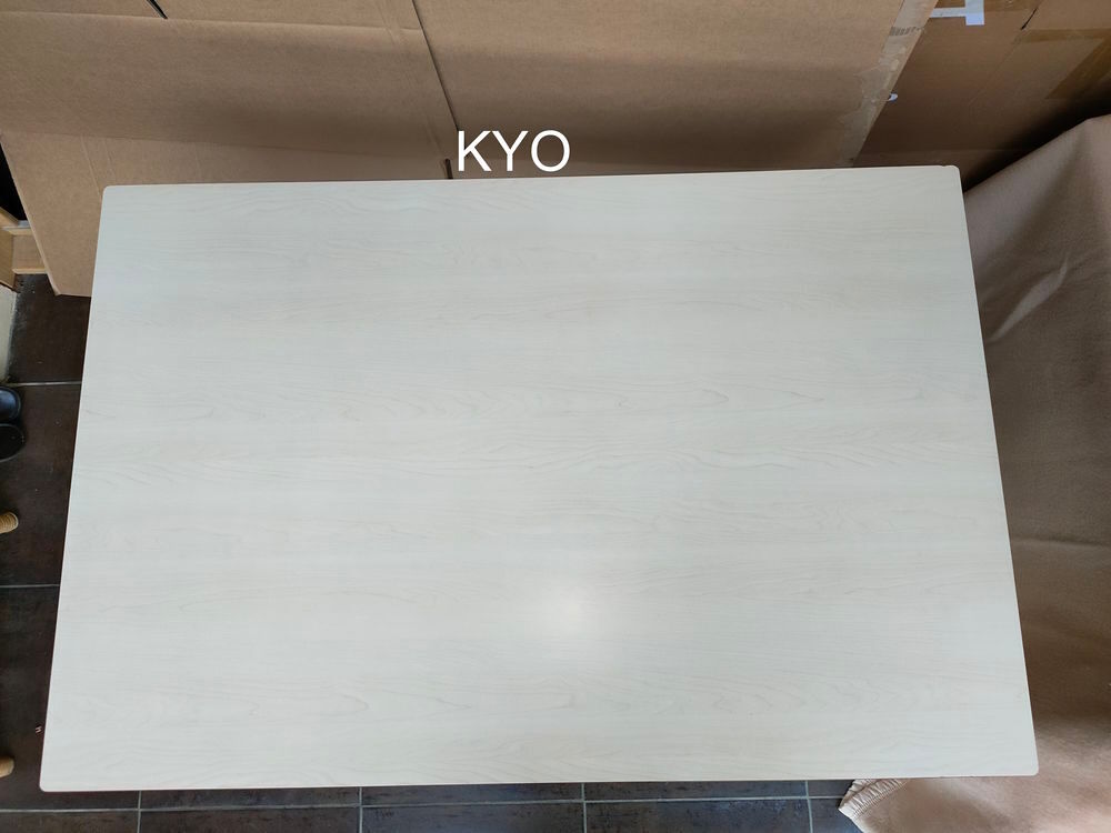 Table rectangulaire bureau 120x80cm, bois m&eacute;tal blanc beige Meubles