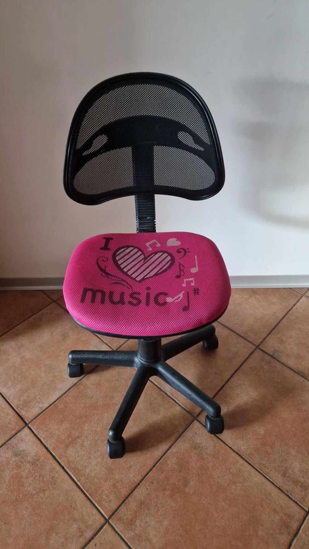 Chaise de bureau &agrave; roulettes rose ado Meubles