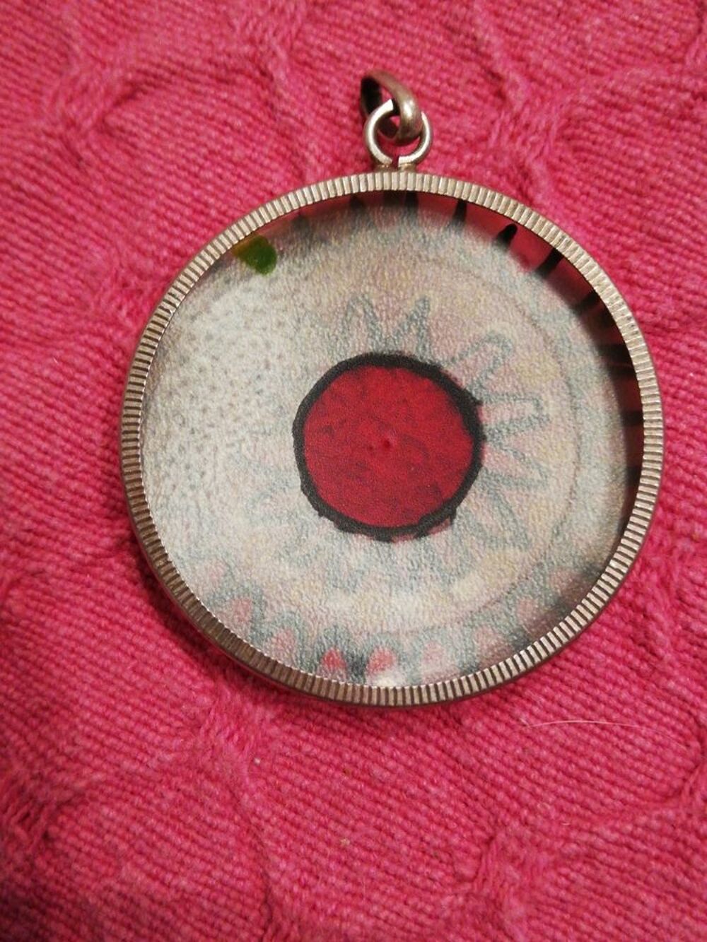 Pendentif tour ARGENT 925/INT&Eacute;RIEUR PEINTURE vessie de porc Bijoux et montres