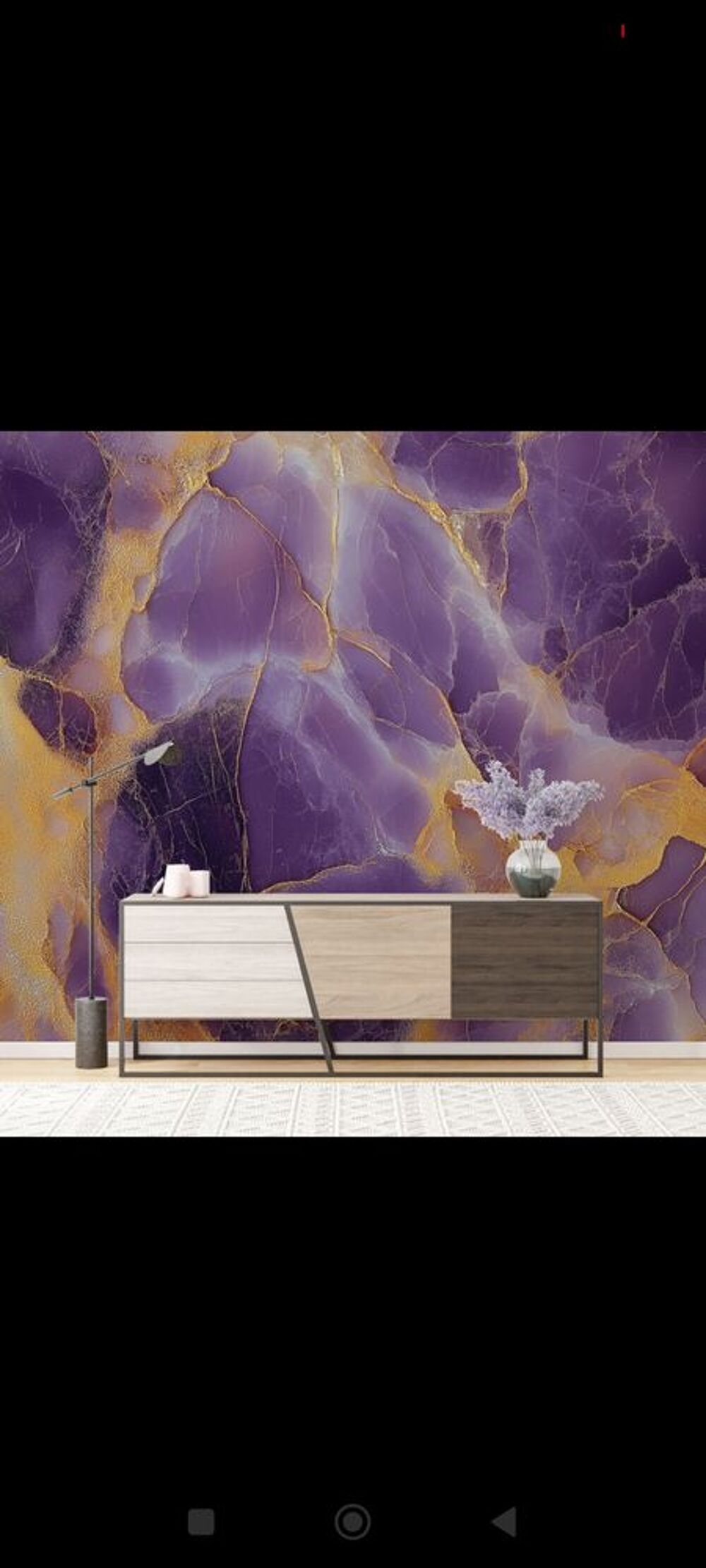 Papier peint intiss&eacute; effet marbre violet/or ? Fiona ? neuf ? Décoration