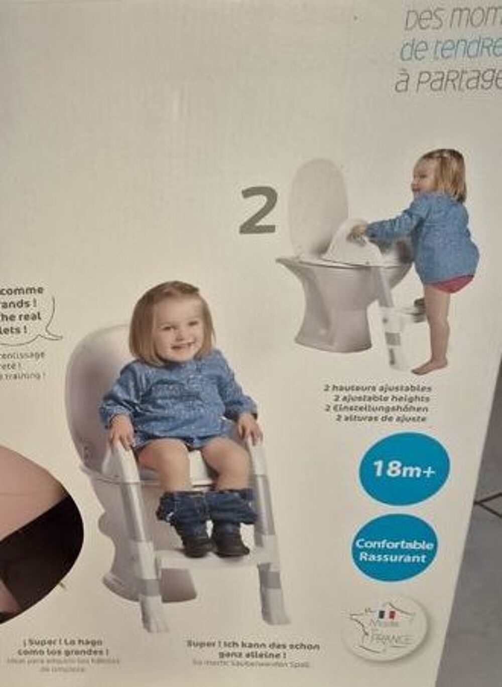 2 r&eacute;ducteurs, gris ou rose, de WC Thermobaby Kiddyloo Puériculture