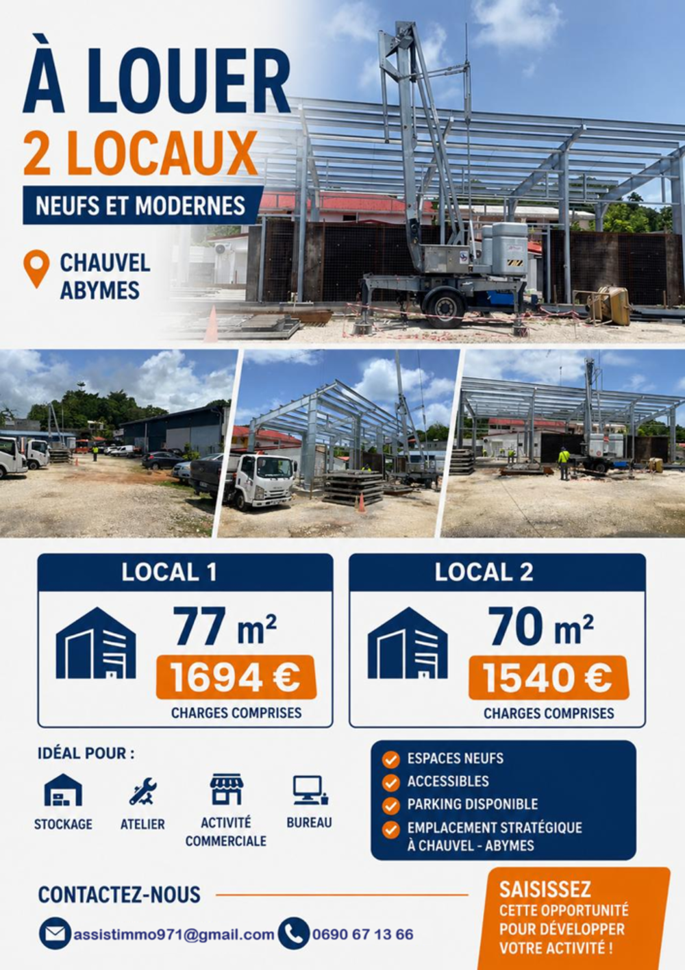 Location Autre LOCAUX NEUFS  CHAUVEL, LES ABYMES Les abymes