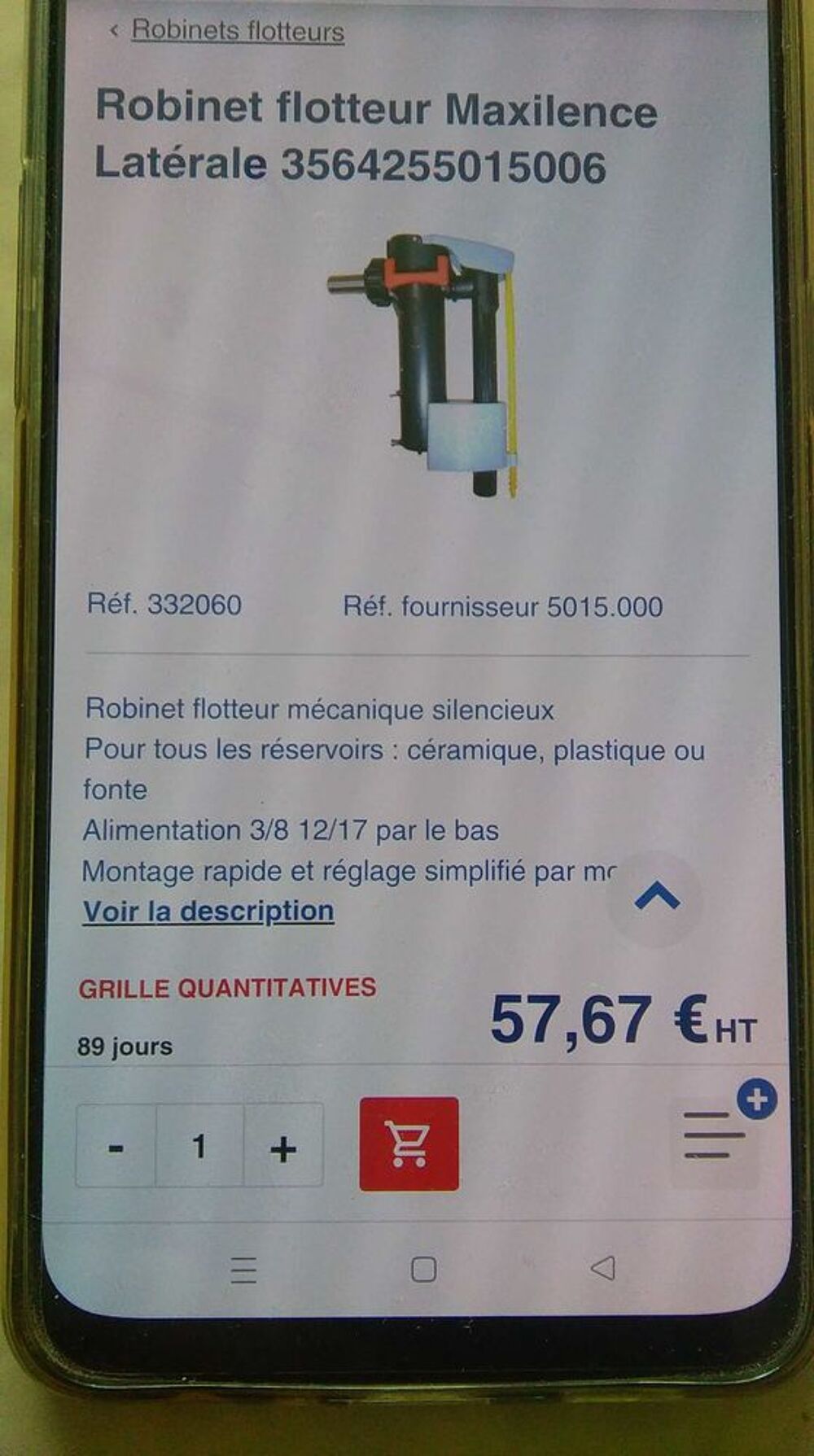 robinet flotteur wc clara neuf Bricolage