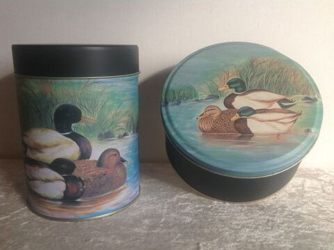 DEUX BOITES EN M�TAL VINTAGE AU MOTIF DE CANARDS 15 Tr�gunc (29)