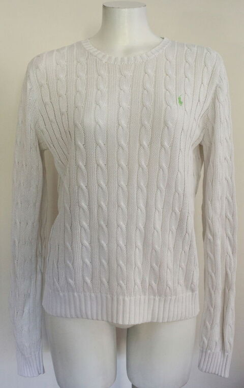 Pull blanc coton torsad� RALPH LAUREN 
T.L 100 Issy-les-Moulineaux (92)