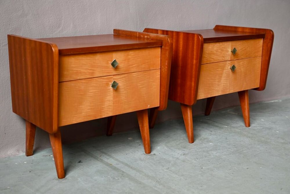 Paire de chevets ou tables de nuit pieds compas vintage Meubles