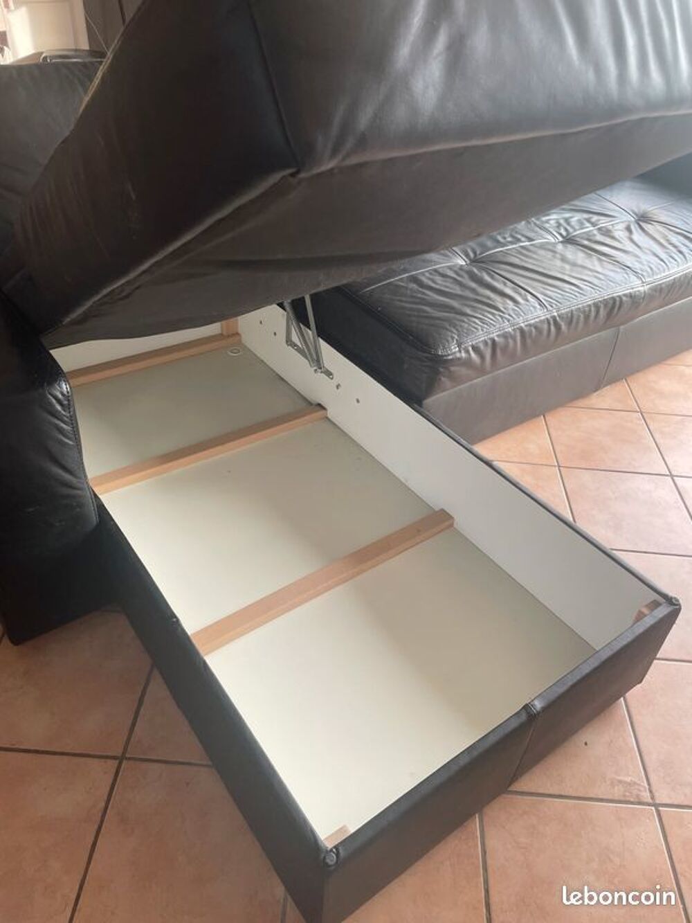 CANAPE ANGLE AVEC MERIDIENNE - NOIR Meubles