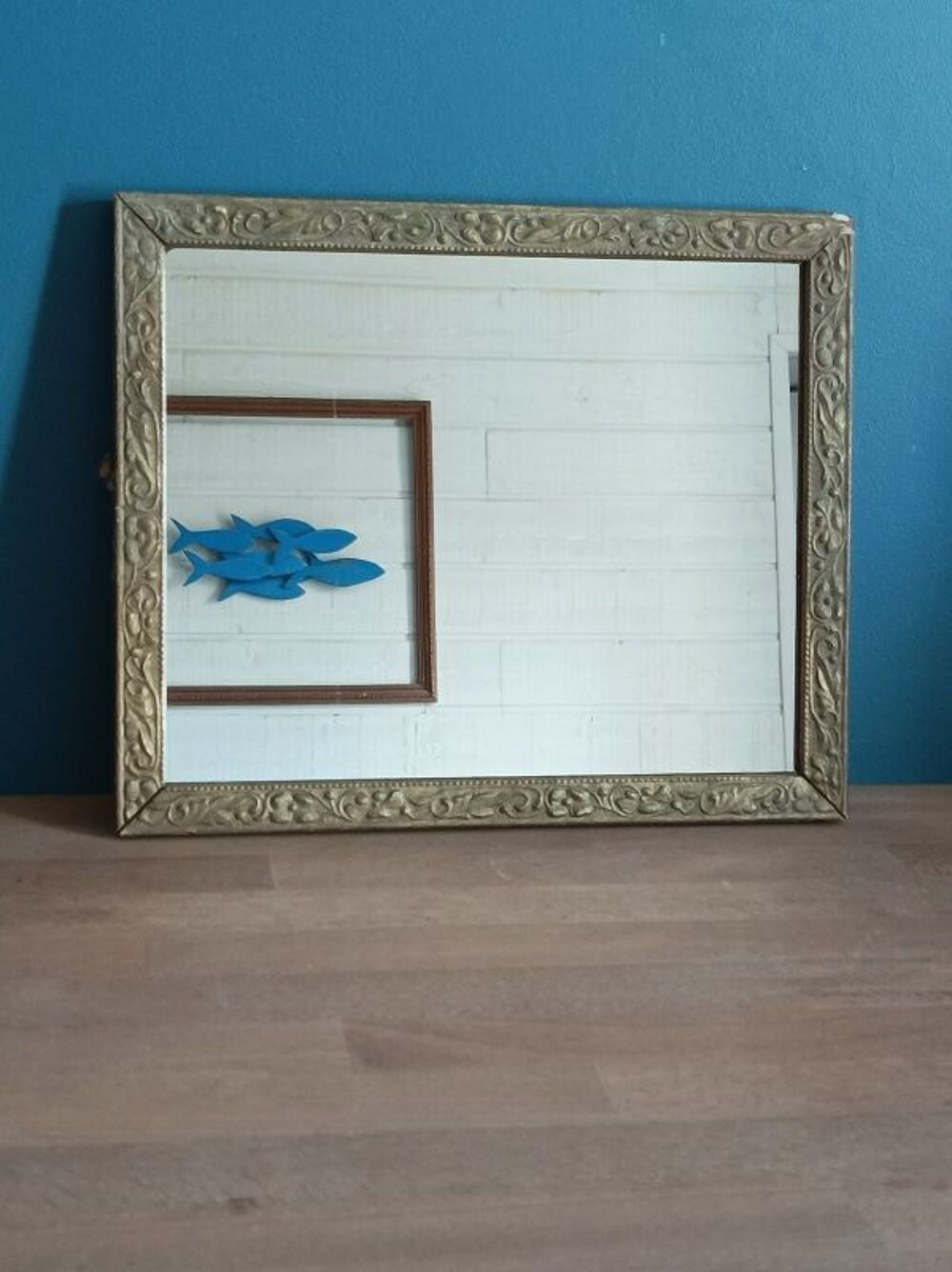 Miroir Cadre bois stuc sculpt&eacute; dor&eacute;e patin&eacute; dpmc 0923237 Décoration