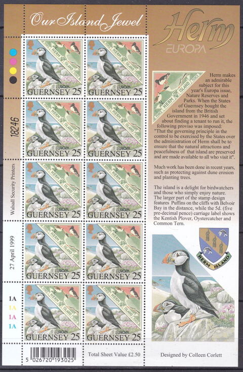 Timbres EUROPE-EUROPA-GB-GUERNESEY 1999 YT 820 - Mi 809Kb 3 Paris 1 (75)