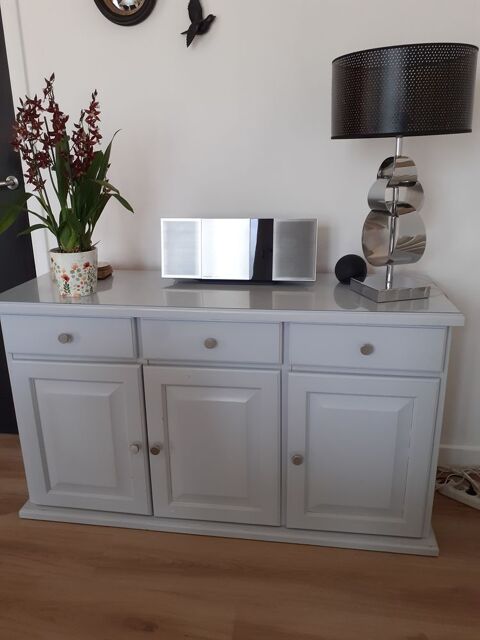 Buffet et biblioth�que en bois peint assortis 350 Hennebont (56)
