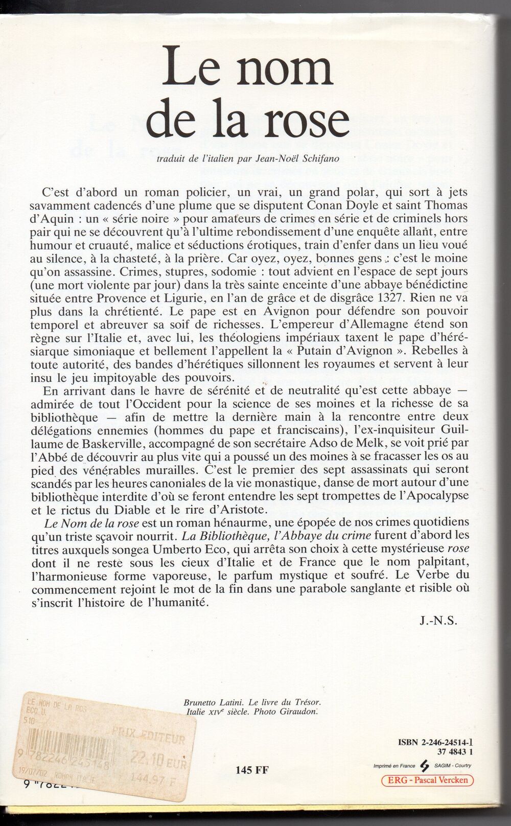 Le nom de la rose - Umberto Eco Livres et BD