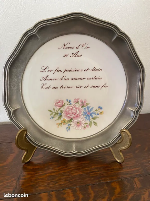 Assiette Noces d'Or en étain 12 Boulay-Moselle (57)