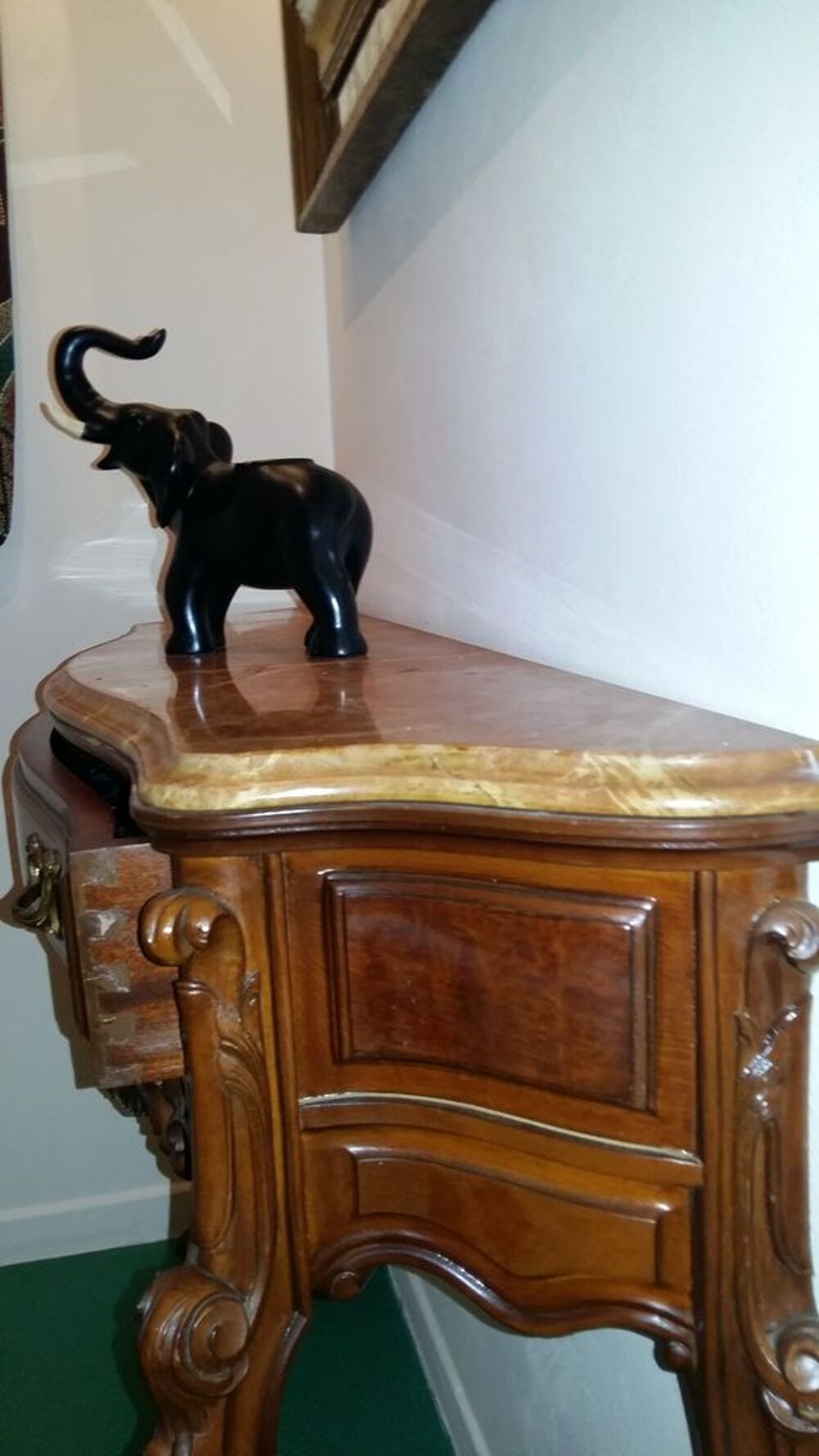 Table demie lune espagnol dessus marbre onyx beige brun Meubles