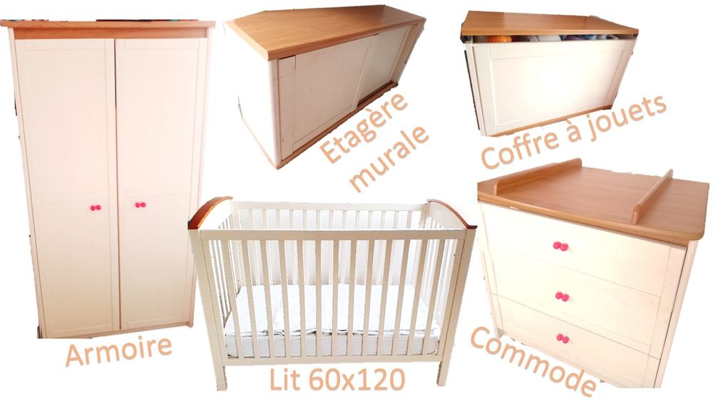 Chambre mixte BB:lit, commode,armoire,coffre,bibliotheque Meubles