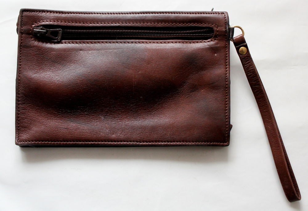 AIR FRANCE vintage pochette en cuir marron 