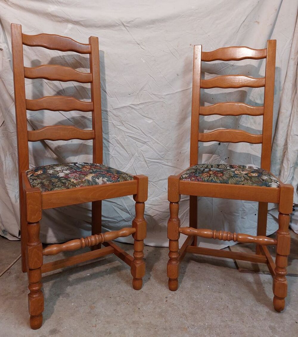 (2) Chaises salon assise brod&eacute;e Meubles