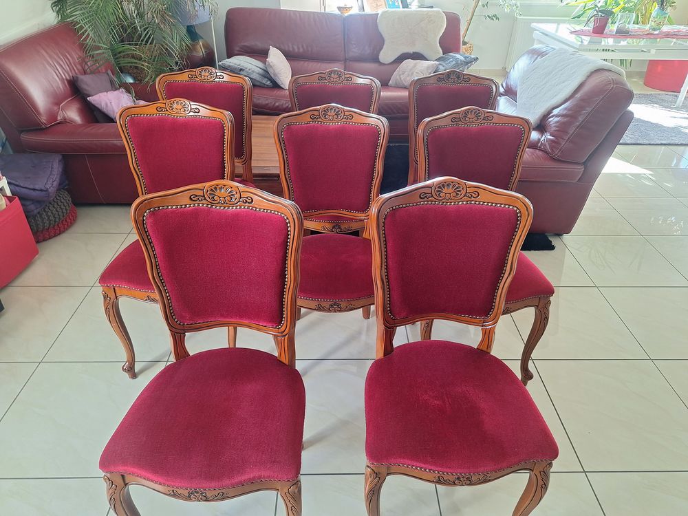 Superbe ensemble de [8/10] chaises Louis XV en merisier mass Meubles