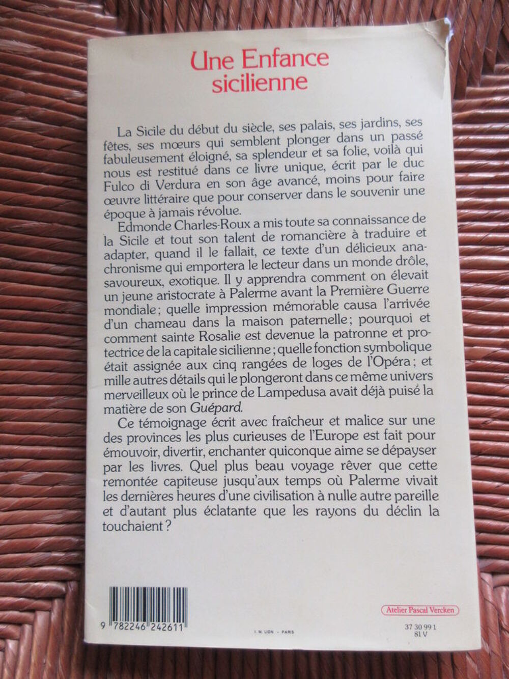 Une enfance sicilienne par Edmonde Charles-Roux Livres et BD