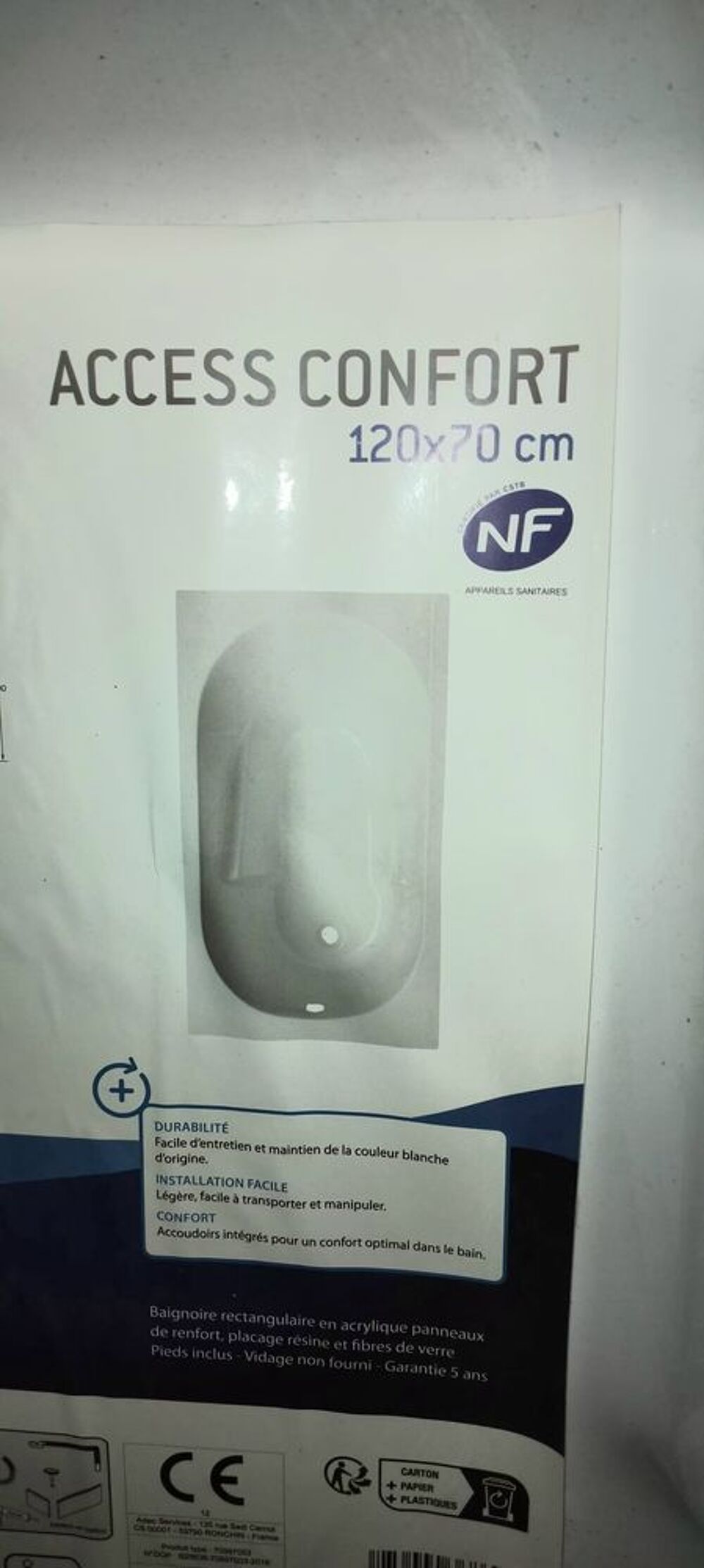 Baignoir 1m20/70 neuve sous emballage +pare baignoir Bricolage