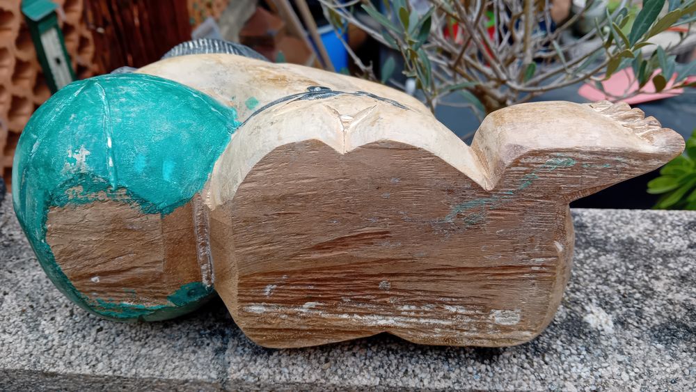 Bouddha couple de jeunes enfants asiatiques en bois massif Décoration