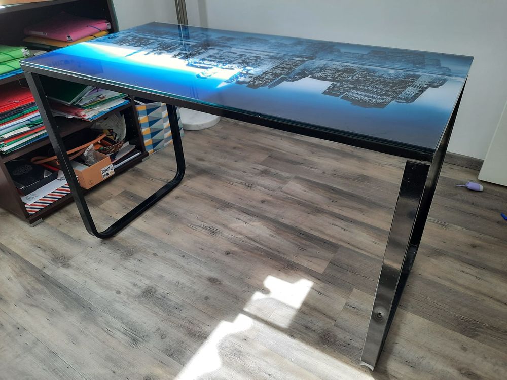 PROMO 2 tables de bureau en verre New York Meubles