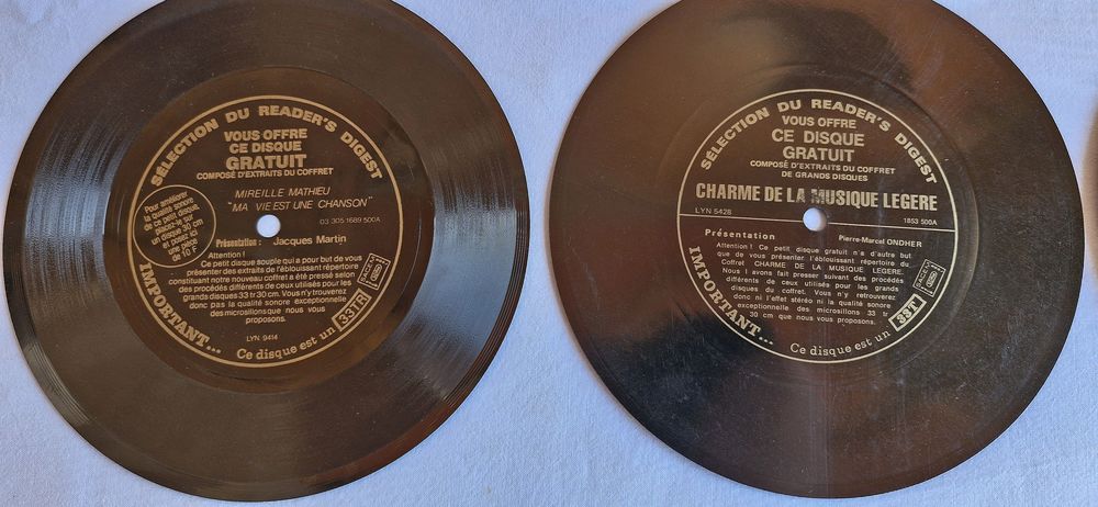 Vintage: 10 anciens disques publicitaire 33T, dima&egrave;tre 17cm

