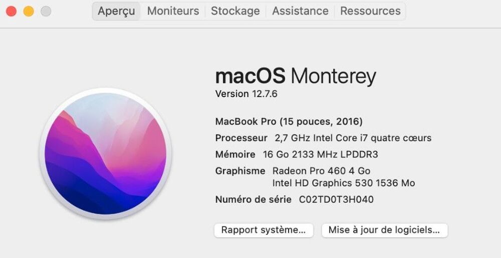 Mac Book Pro (15 Pouces, 2016) Matériel informatique