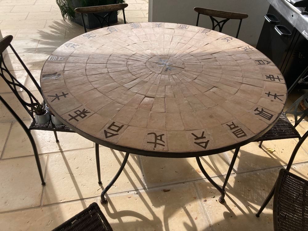 Tr&egrave;s belle table fer forg&eacute; / c&eacute;ramique Jardin
