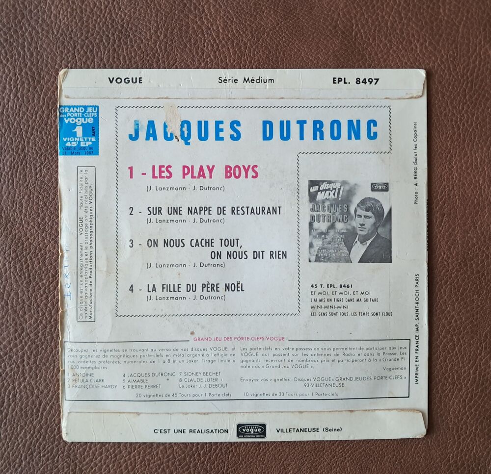 disque 45 tours 4 titres jacques dutronc les play boys 
CD et vinyles