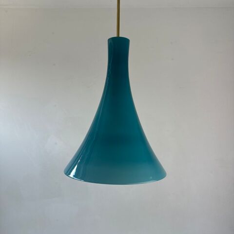 ANCIEN LUSTRE  EN OPALINE BLEUE VINTAGE 190 Montreuil (93)