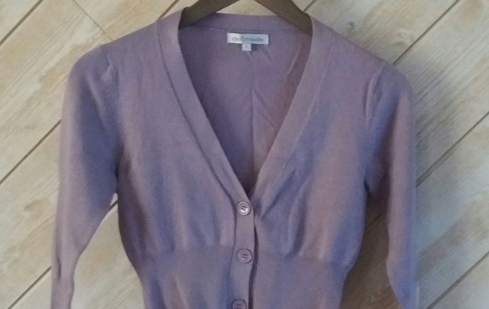 Gilet bol&eacute;ro violet lilas manches coudes Defimode T 36 - 38 Vêtements