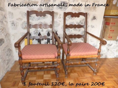 2 fauteuils bois tourné artisan ardéchois + galettes par tap 150 Faverges (74)