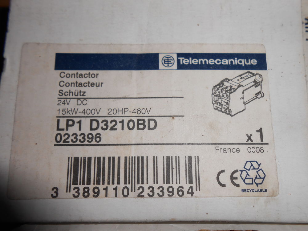 CONTACTEUR DE PUISSANCE TELEMECANIQUE LP1 D3210 BD (26) Bricolage