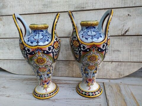 Paire de Grands Vases Faïence Rouen ou Desvres  1 Loches (37)