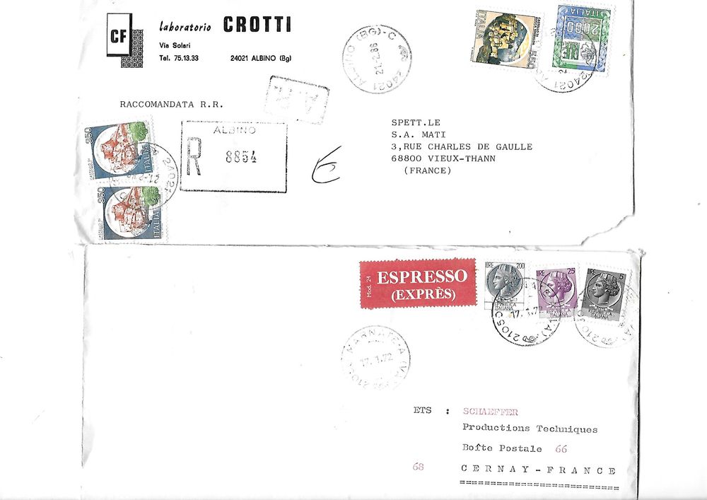 Timbres sur enveloppes de diff&eacute;rents Pays 