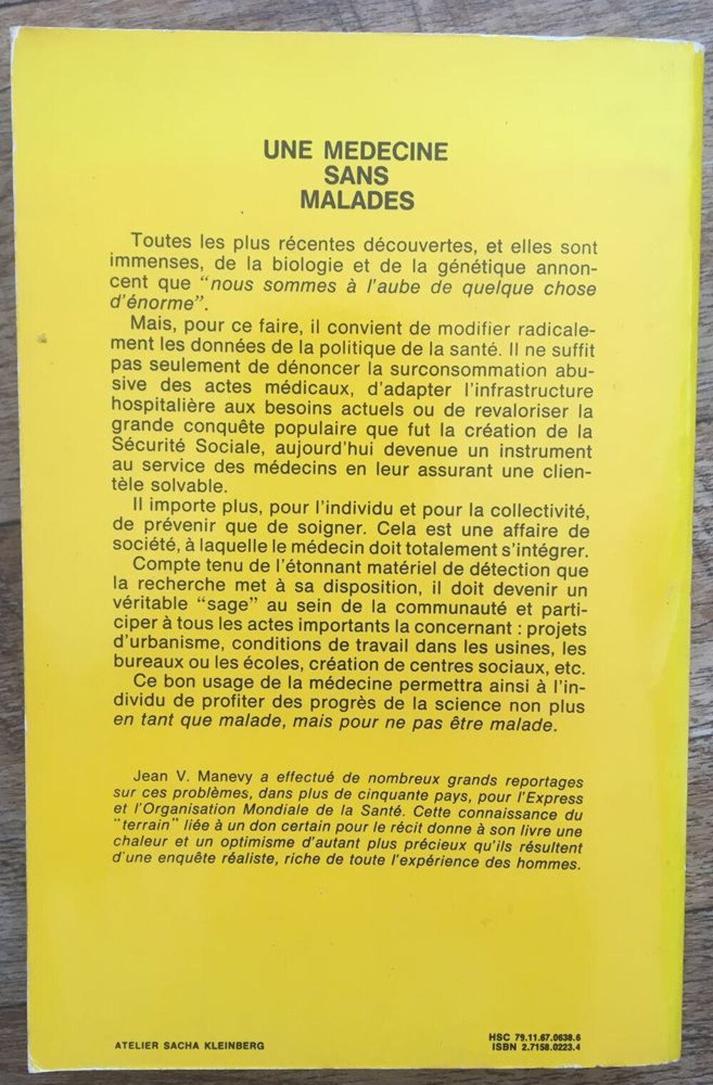 Une medecine sans malades - prevoyante plus humaine Livres et BD