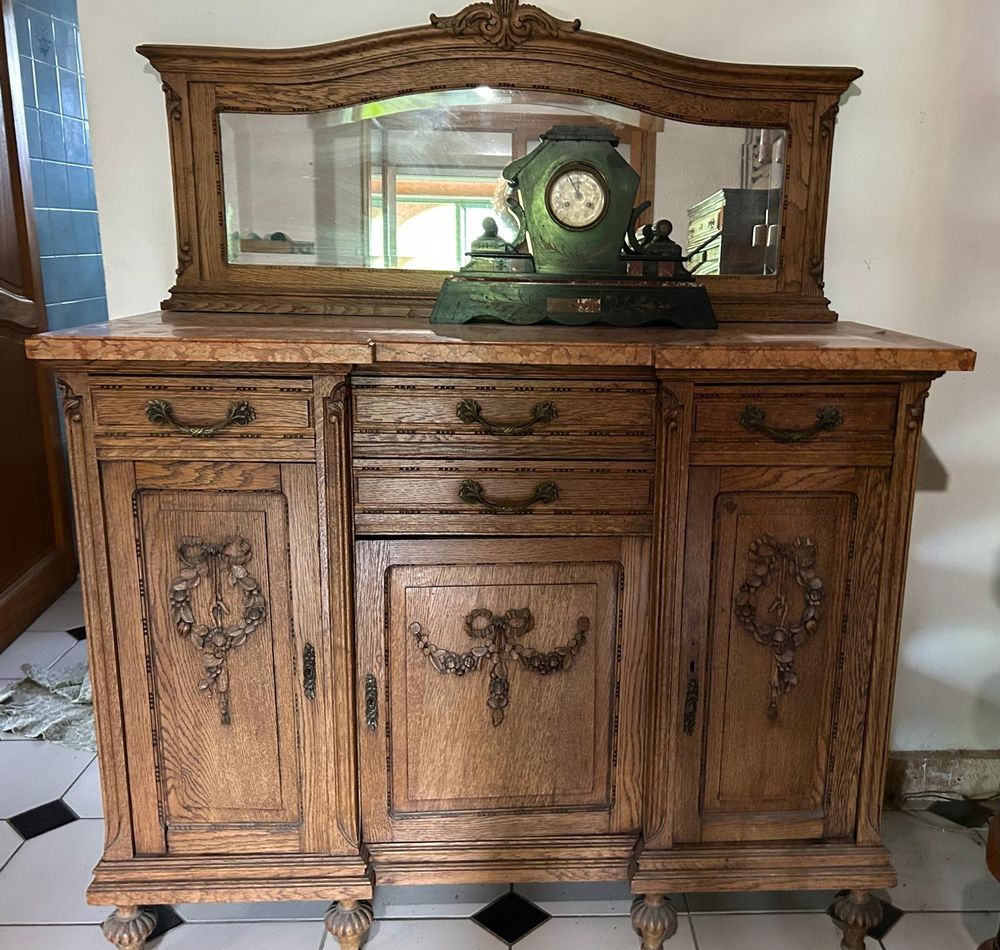 Commode en bois massif avec tablette en marbre rose Meubles