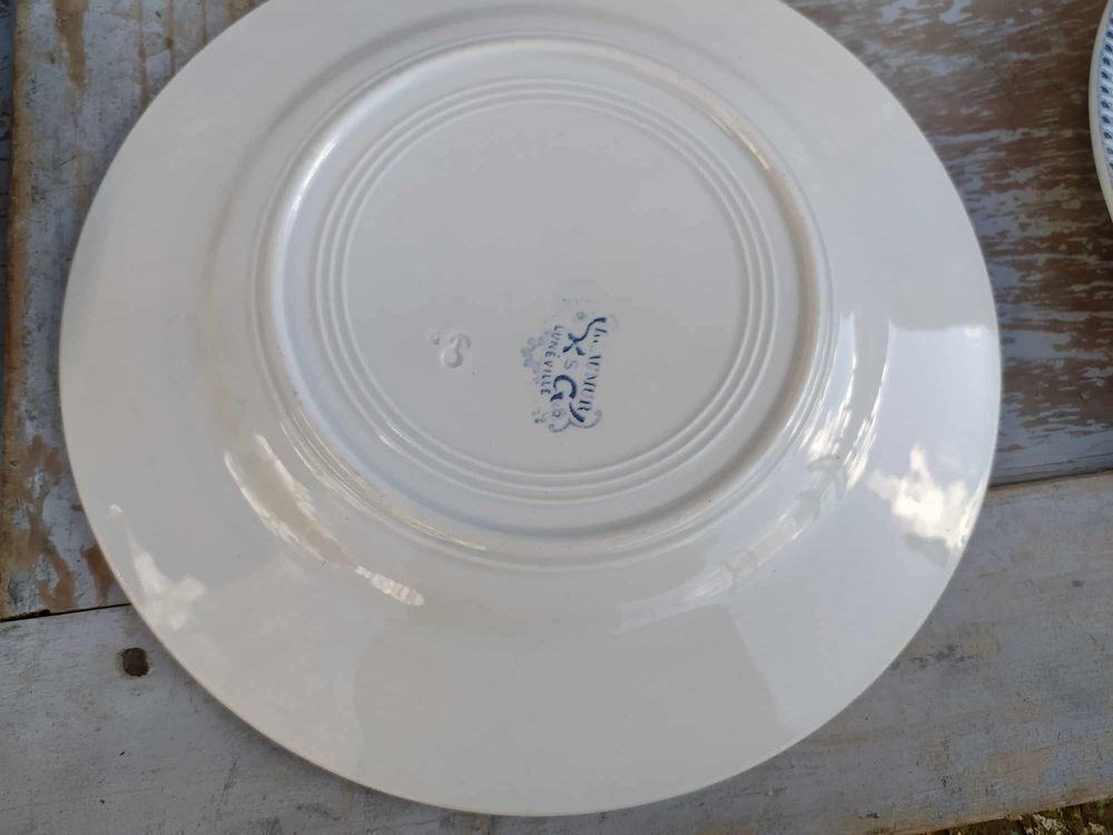 Six Assiettes Fa&iuml;ence Terre de Fer R&eacute;aumur KG Lun&eacute;ville Décoration