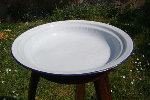 Ancienne bassine en tôle émaillée à fond plat - Epoque 1900 20 Gargenville (78)