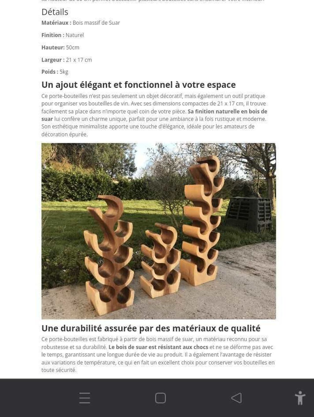 Rack &agrave; bouteilles en bois de Suar Décoration