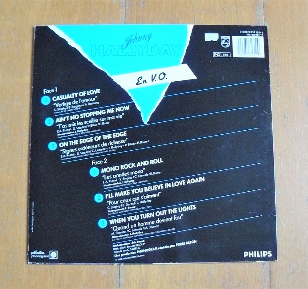Johnny HALLYDAY en V.O. - Philips 818181-1 - France - 1983 CD et vinyles