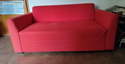 CANAPE FIXE ROUGE TISSU COTON Dambenois (25)