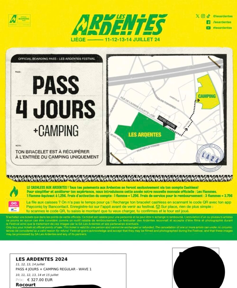 place 4j + camping Ardentes Billetterie