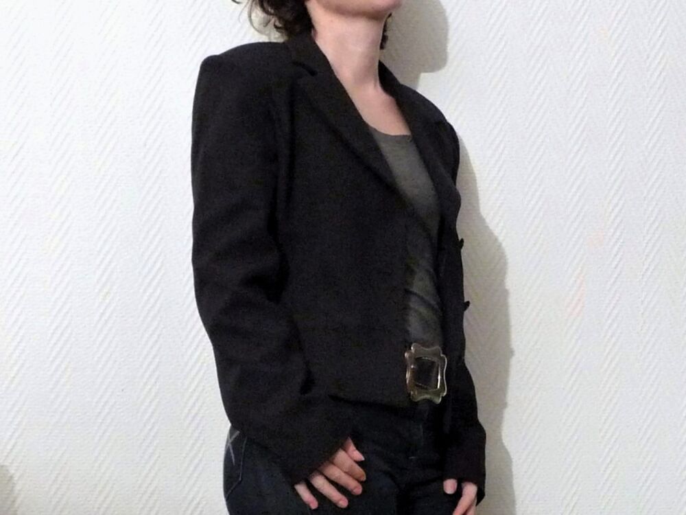 Veste Courte Kaki et Noir- Taille 1- Cote A Cote Vêtements