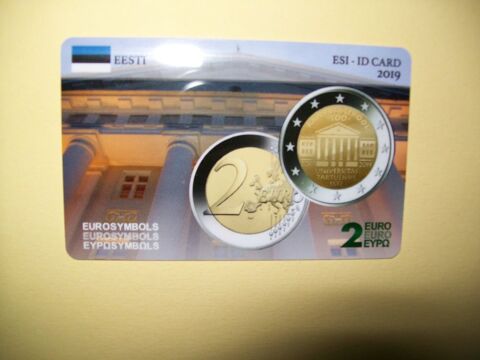 Carte commémorative 2 Euro ESI ID CARD  Estonie 2019 - Tartu Reims (51)