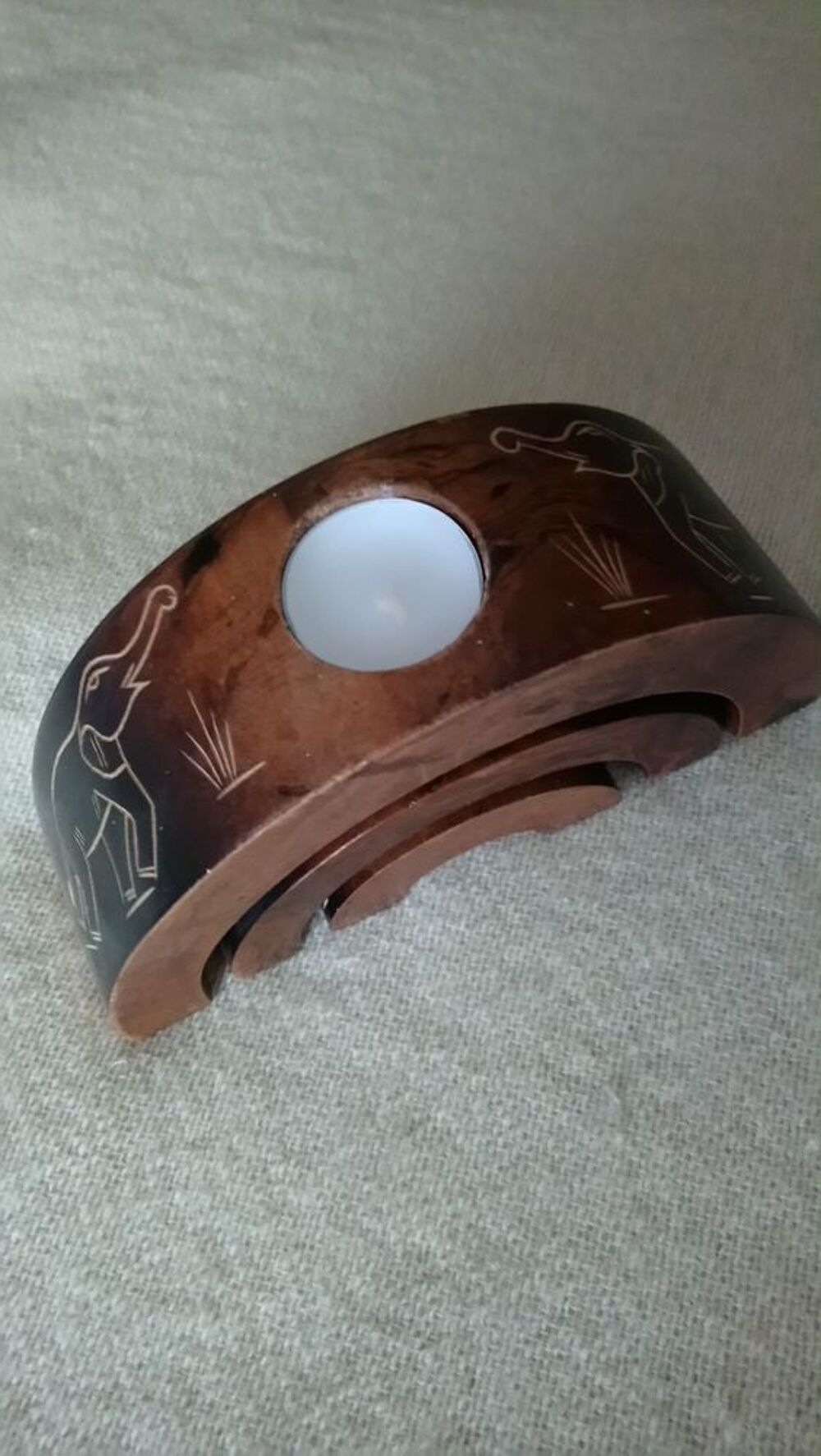 3 bougeoirs en bois Décoration