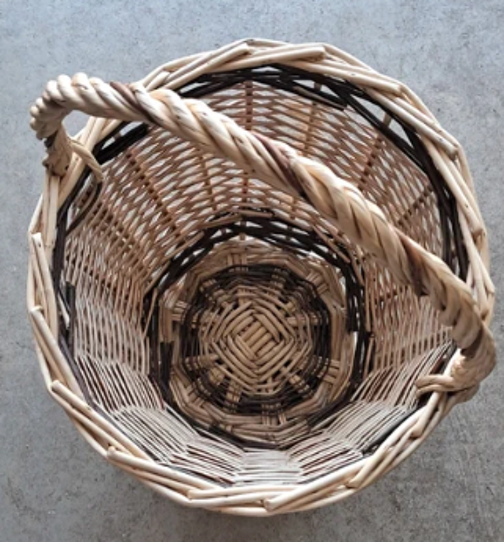 ? Panier en Osier Tress&eacute; Artisanal avec Anse Décoration