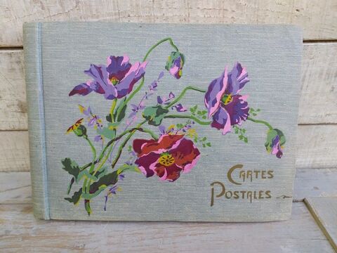 Ancien Album pour Cartes Postales Décor Fleurs de Pavots 
35 Loches (37)